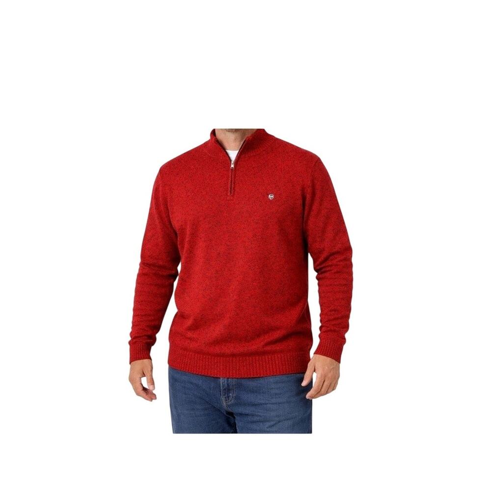 Chaps Sweater Mens Size XXL Red Long Sleeve Heavy Relaxed Fit Zip Pullover NEW